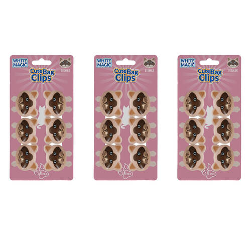 3x 6pc White Magic Cute Tidy Bag Clip Food Saver Sealer Set 4.5cm Birman