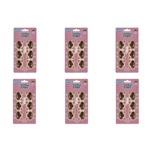 6x 6pc White Magic Cute Tidy Bag Clip Food Saver Sealer Set 4.5cm Birman