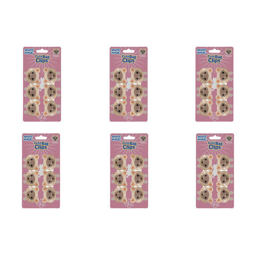 6x 6pc White Magic Cute Tidy Bag Clip Food Saver Sealer Set 4.5cm Burmese