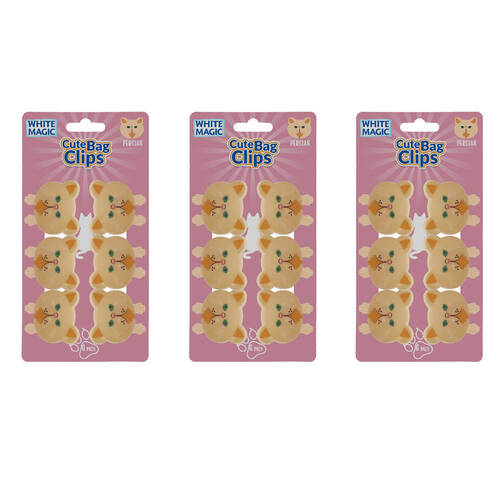 3x 6pc White Magic Cute Tidy Bag Clip Food Saver Sealer Set 4.5cm Persian