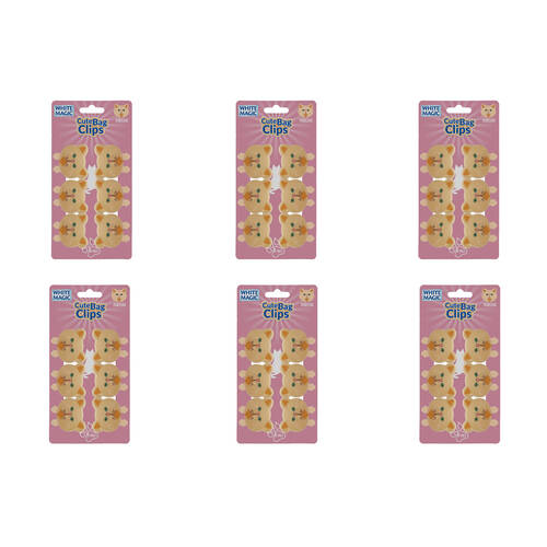 6x 6pc White Magic Cute Tidy Bag Clip Food Saver Sealer Set 4.5cm Persian