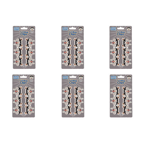 6x 6pc White Magic Cute Tidy Bag Clip Food Saver Sealer Set 4.5cm Siberian Husky