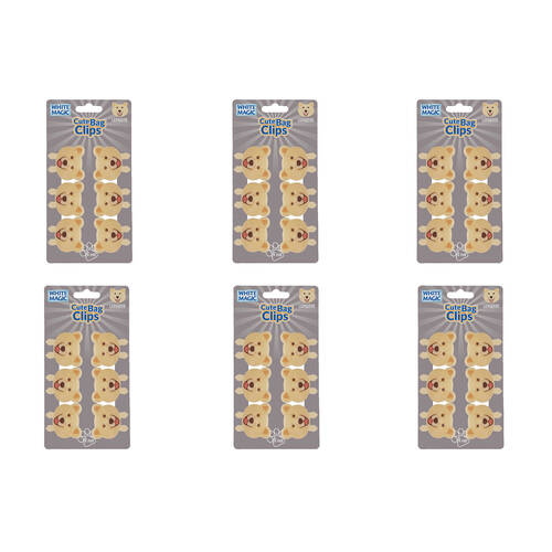 6x 6pc White Magic Cute Tidy Bag Clip Food Saver Sealer Set 4.5cm Labrador