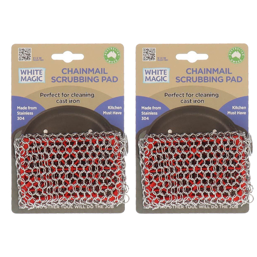 2PK White Magic Stainless Steel 11cm Chainmail Scrubbing Pad