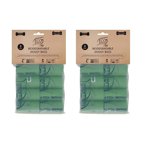 2x 8PK Eco Basic Biodegradable Doggy Disposable Waste Bags candle