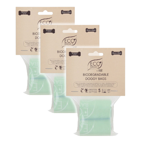 6x 15pc White Magic Eco Basics 22 x 33cm Biodegradable Doggy Bags