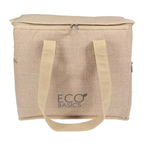 Eco Basics Cooler Jute Bag Drink/Beverage Food Insulated Storage - Brown 