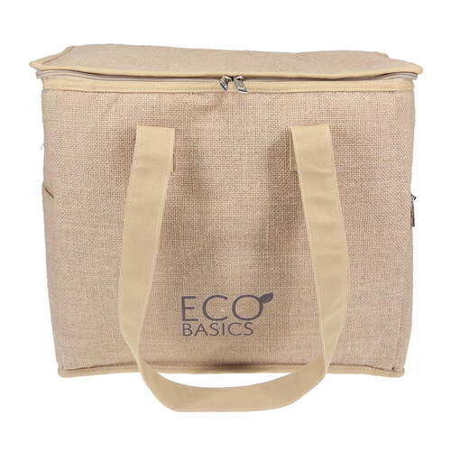 Eco Basics Cooler Jute Bag Drink/Beverage Food Insulated Storage - Brown 