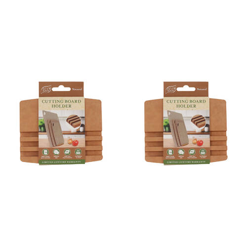 2PK Eco Basics 3-Slot Wooden Cutting Board Holder Dishwasher Safe 12.55cm Natural