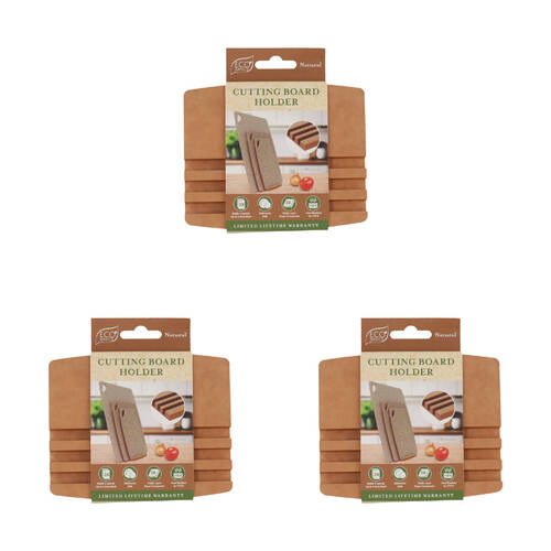 3PK Eco Basics 3-Slot Wooden Cutting Board Holder Dishwasher Safe 12.55cm Natural