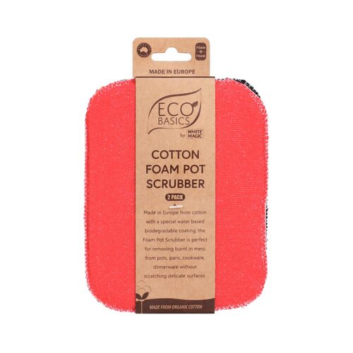 2PK Eco Basics Cotton Foam Pot/Pan Scrubber Cleaner