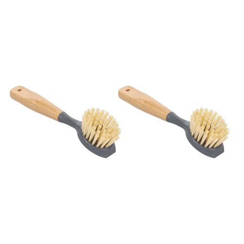 2x Eco Basics Cast Iron Brush Pan/Pot Cleaning Scrub w/ Long Handle