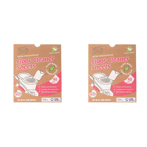 2x 40pc Eco Basics Floor Cleaner Detergent Sheets w/ Lemon Myrtle Scent 17cm