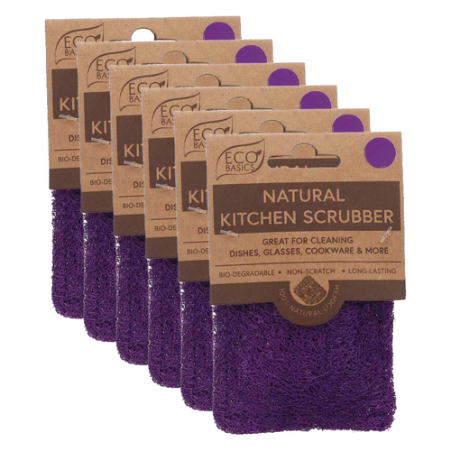6PK White Magic Eco Basics Natural Kitchen Scrubber - Grape