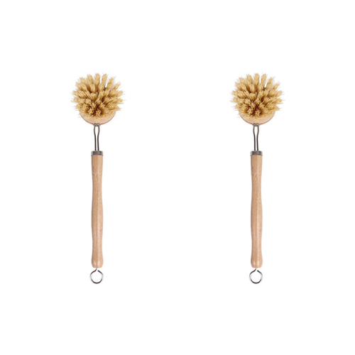 2x Eco Basics 22cm Plastic Free Dish Brush Plate Residue Cleaner