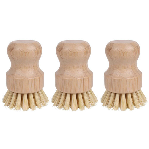 3x Eco Basics 8cm Plastic Free Pot/Pan Brush Residue Cleaner