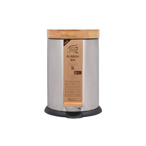 Eco Basics 3L Rubbish Bin/Trash Garbage Can - Stainless Steel