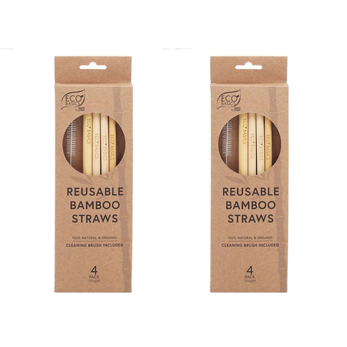 2x Eco Basics Reusable Drinking Straight Washable Straws