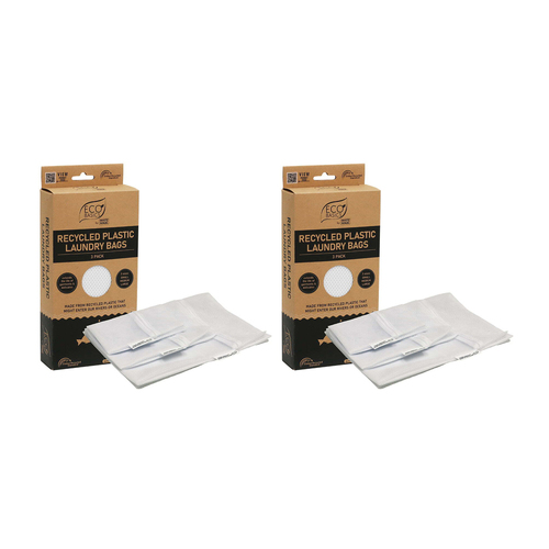 2x Eco Basics Recycled Plastic Zippered Laundry Wash Bags