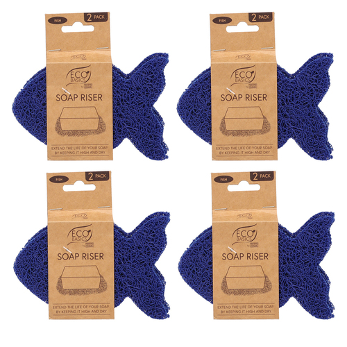 4PK White Magic Eco Basics Fish Soap Riser Sink Organiser - Blue