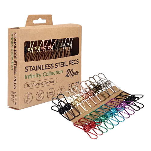 20pc Eco Basics Stainless Steel Pegs Infinity Collection