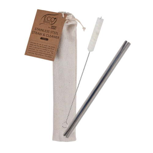 Eco Basics 25cm Stainless Steel Drink/Beverage Straw & Cleaner