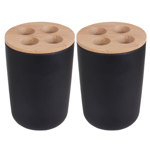 2PK Eco Basics Toothbrush Caddy Bathroom Storage Organiser - Black