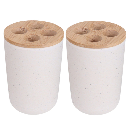 2PK Eco Basics Toothbrush Caddy Bathroom Storage Organiser - White