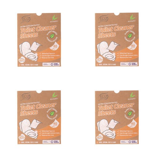4x 40pc Eco Basics Toilet Cleaner Detergent Sheets w/ Eucalyptus Scent 17cm