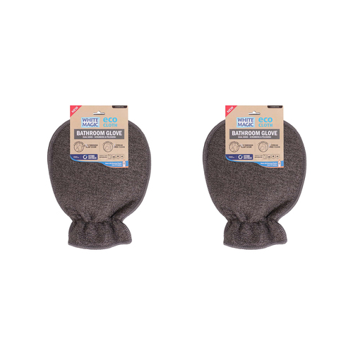 2x Eco Cloth Bathroom Glove Surface Cleaner Dual Sided - Charcoal