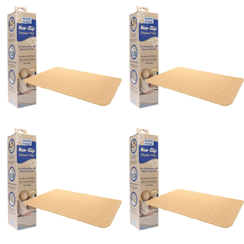 4PK White Magic Home/Bathroom Non-Slip Floor Shower Mat - Latte