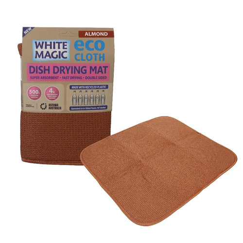 White Magic Eco Cloth Dish Plate/Glass Drying Mat Almond 20x15cm