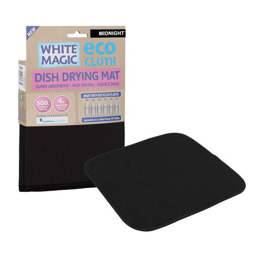 White Magic Dish Drying Mat Plate/Bowl Absorbent Pad - Midnight