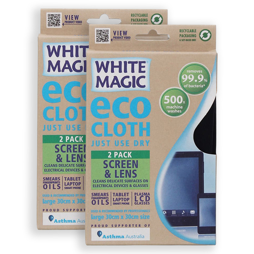 4pc White Magic 30x30cm Eco Cloth For Device Screen/Glasses Lens - Black