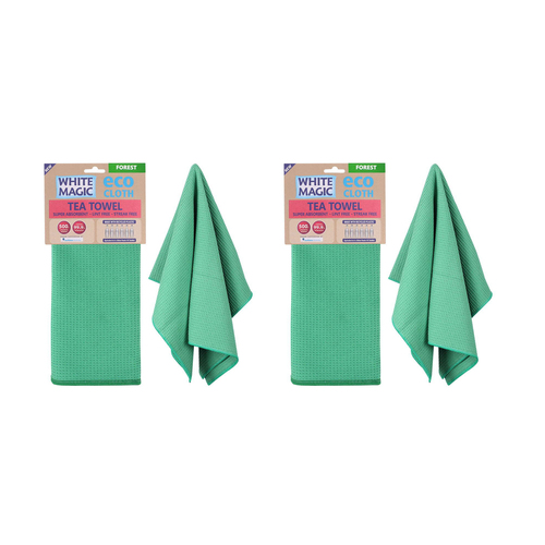 2x White Magic 70x50cm Tea Towel Super Absorbent - Forest