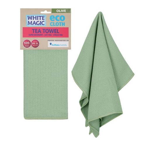 White Magic 70x50cm Tea Towel Super Absorbent - Olive