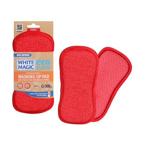 White Magic Double-Sided Dish Washing Up Pad - Coral