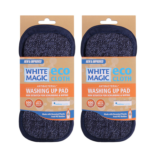 2PK White Magic Eco Cloth Washing Up Pad Denim