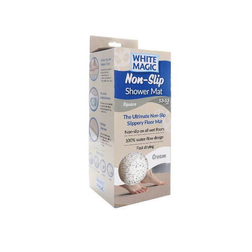 White Magic Non-Slip Shower Mat Square 53x53cm - Cream