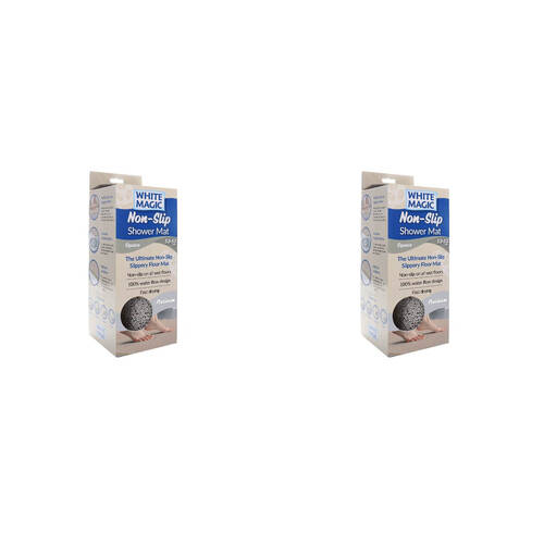 2PK White Magic Non-Slip Shower Mat Square 53x53cm - Platinum
