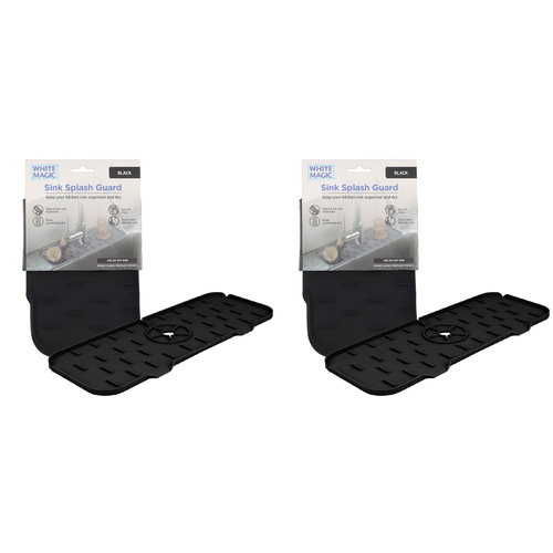 2PK White Magic Home/Kitchen Sink Splash Guard Faucet Mat  - Black