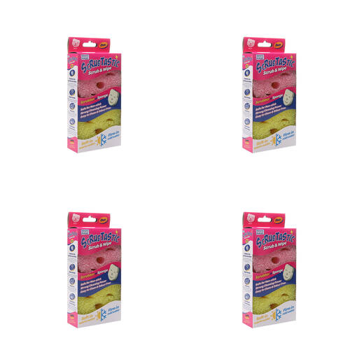 4x 2pc White Magic Scrubtastic Scrub & Wipe Sponge Duo