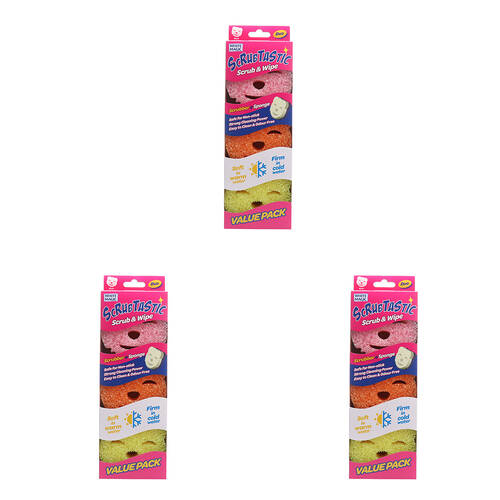 3x 3pc White Magic Scrubtastic Scrub & Wipe Sponge Duo