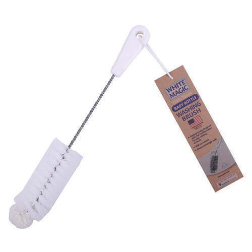 White Magic 34cm Foam Tipped Washing Brush For Baby Bottle - White