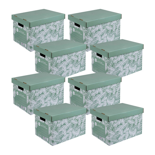 8PK Marbig We Mean Green Enviro Recycled Cardboard Archive Box Leafy Green