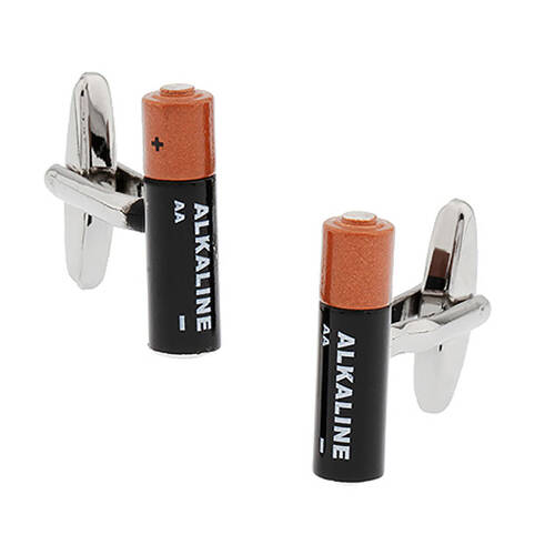 SD Man AA Battery Cufflinks - Silver/Multi