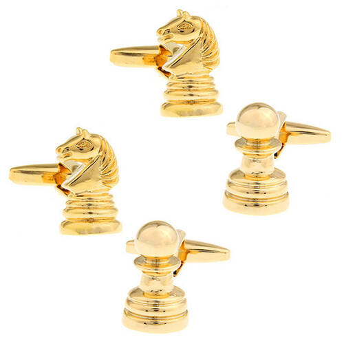 4pc SD Man Chess Cufflinks - Gold
