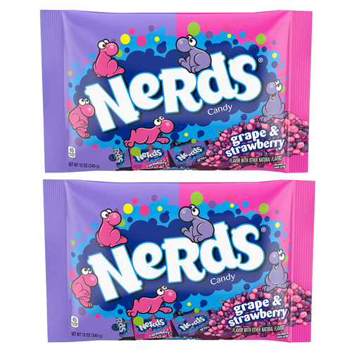 2x 340g Wonka Nerds 340g Bag - Grape & Strawberry