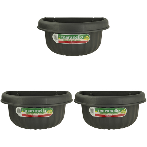 3PK Homeleisure Wall Planter 370mm Charcoal Outdoor Garden 
