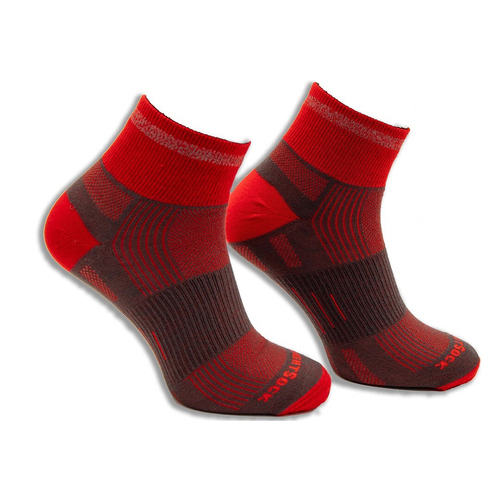 Wrightsock Eco Run Reflective Quarter Grey/Red Unisex Socks S AU 4-6 Womens